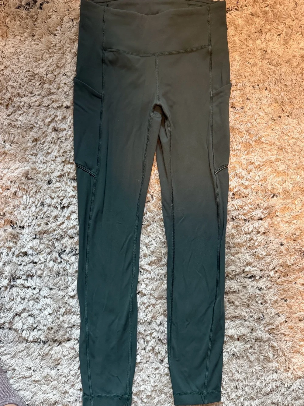 lululemon athletica Deep Olive Green Workout Leggings with Zipper Pocket